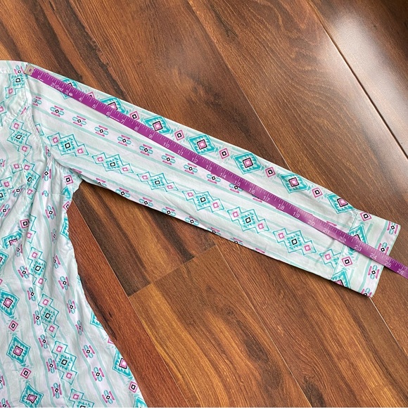 Wrangler Retro Western Curved Yoke Turquoise Snap Down Shirt - Picture 14 of 16